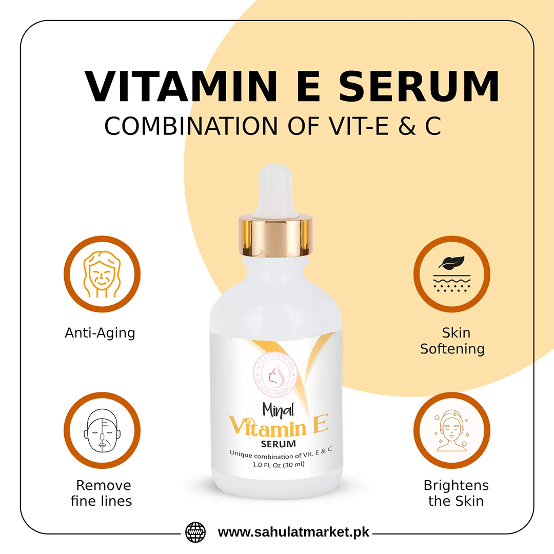 VITAMIN E SERUM Bottle With Benefits Details 