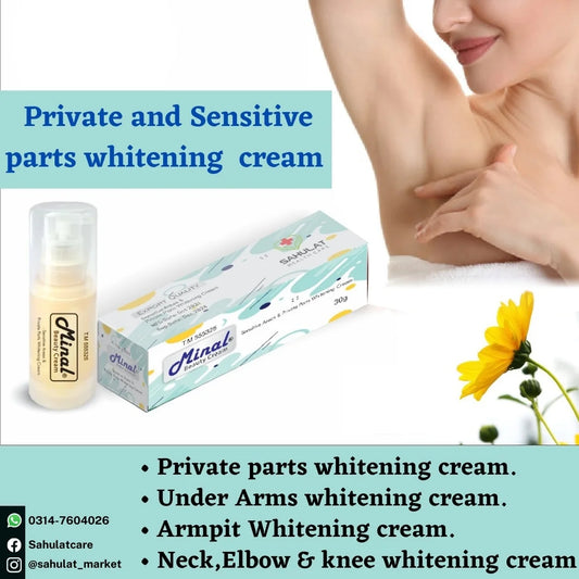 Private Part Brightening Cream Bottle and Box With Benefits Details 